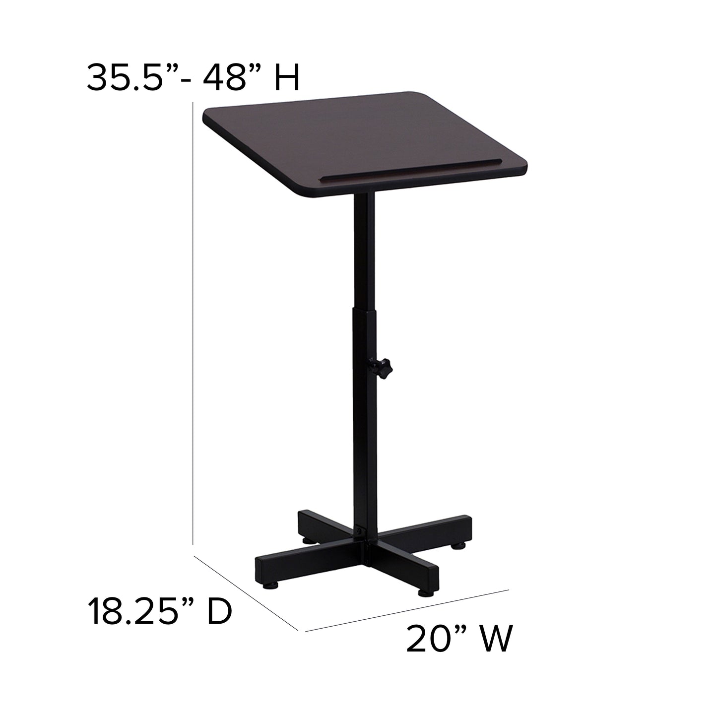 Mysta Adjustable Height Metal Lectern in Mahogany Mahogany