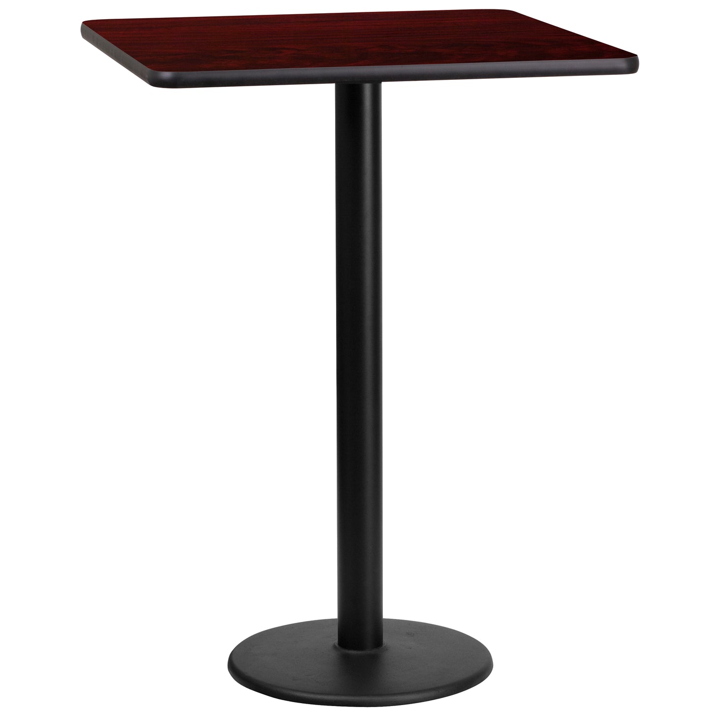 Stiles 24'' Square Mahogany Laminate Table Top with 18'' Round Bar Height Table Base Mahogany