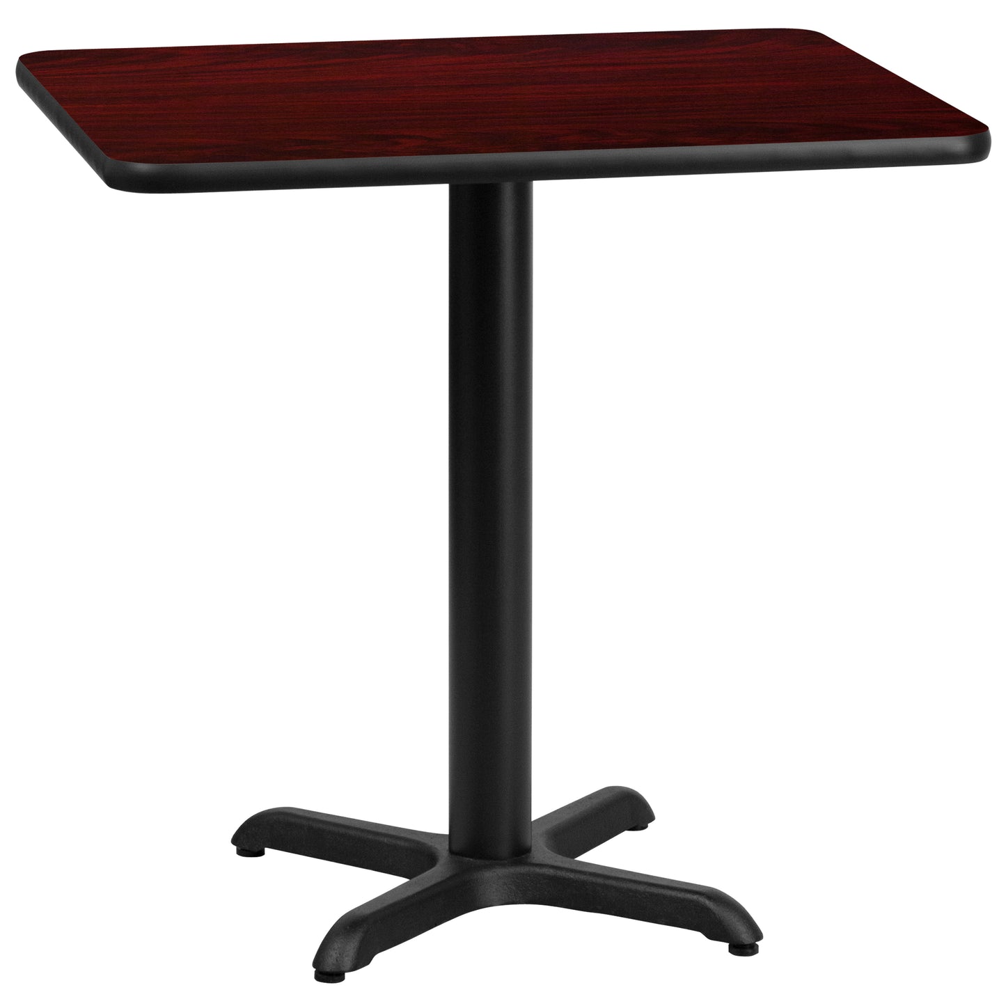 Graniss 24'' x 30'' Rectangular Mahogany Laminate Table Top with 22'' x 22'' Table Height Base Mahogany