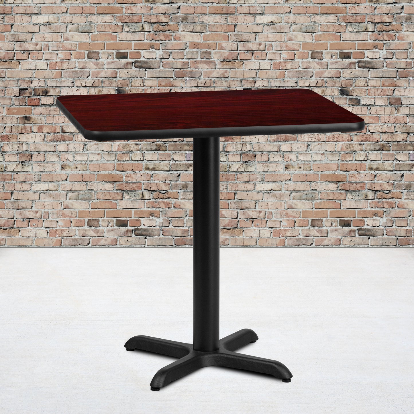 Graniss 24'' x 30'' Rectangular Mahogany Laminate Table Top with 22'' x 22'' Table Height Base Mahogany