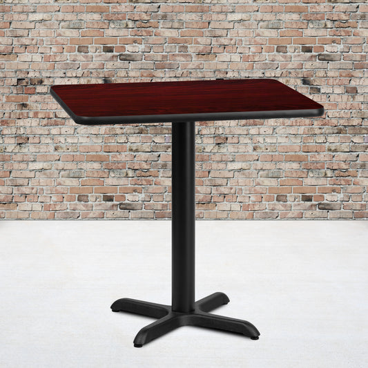Graniss 24'' x 30'' Rectangular Mahogany Laminate Table Top with 22'' x 22'' Table Height Base Mahogany