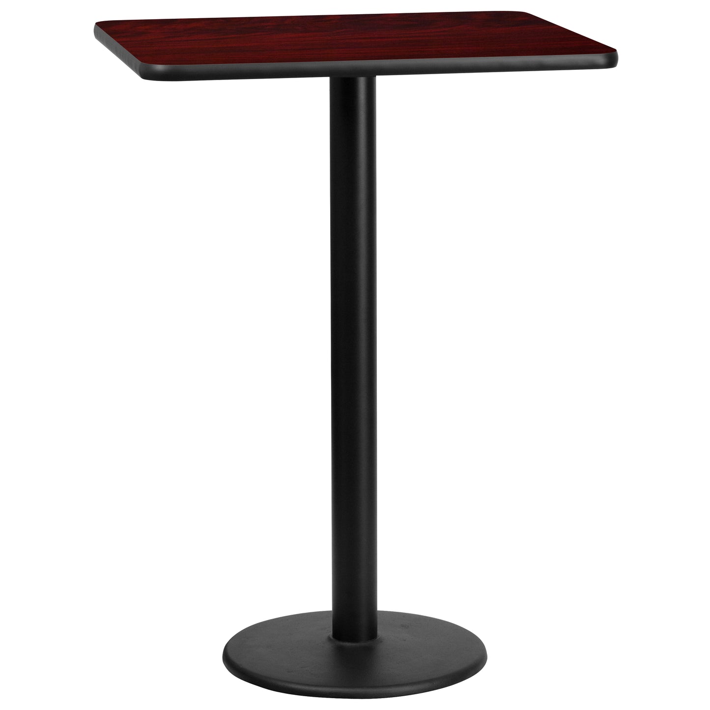 Stiles 24'' x 30'' Rectangular Mahogany Laminate Table Top with 18'' Round Bar Height Table Base Mahogany