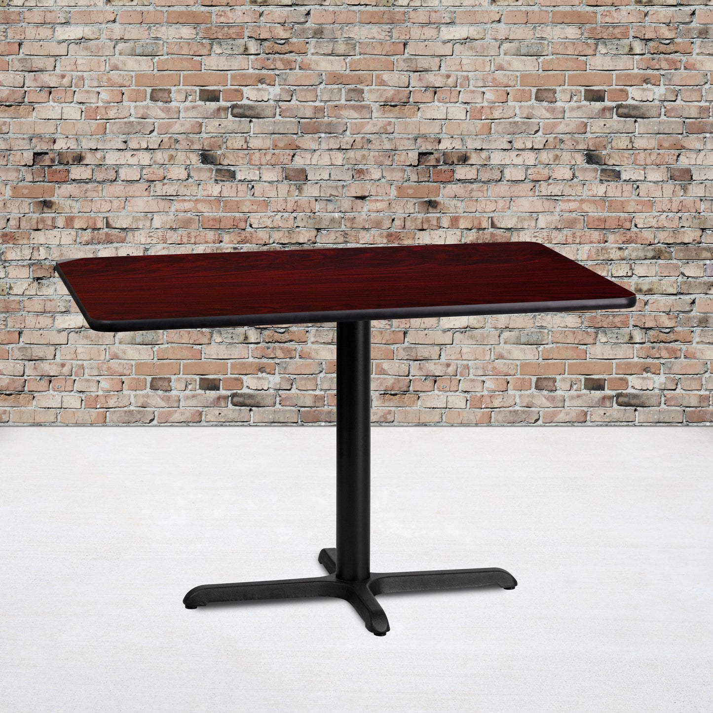 Graniss 24'' x 42'' Rectangular Mahogany Laminate Table Top with 23.5'' x 29.5'' Table Height Base Mahogany