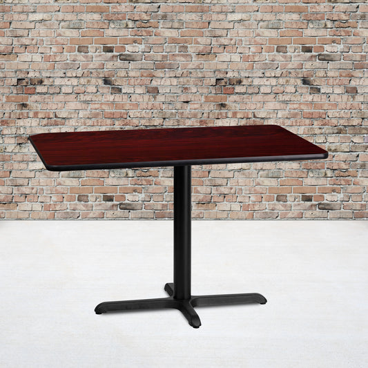 Graniss 24'' x 42'' Rectangular Mahogany Laminate Table Top with 23.5'' x 29.5'' Table Height Base Mahogany
