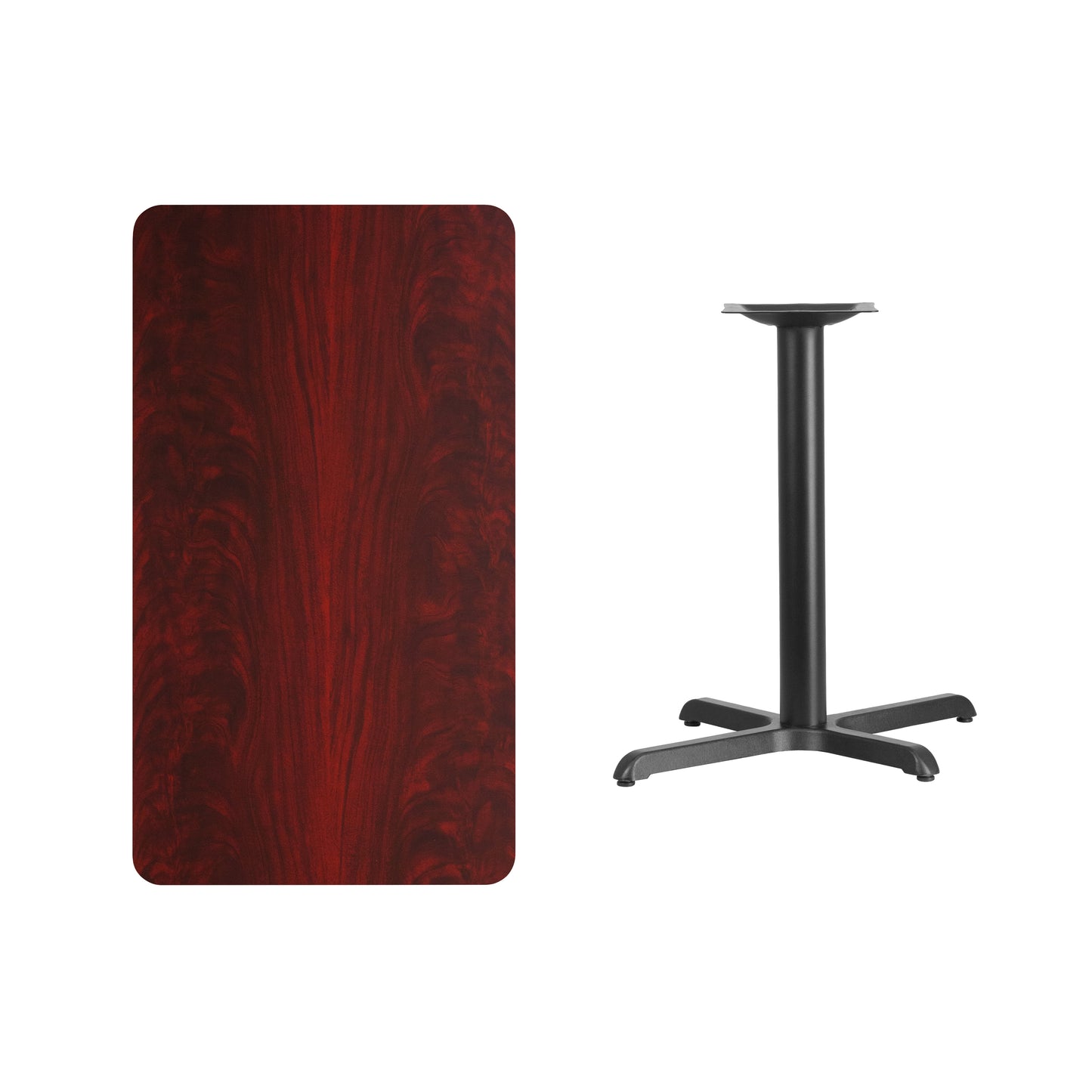 Graniss 24'' x 42'' Rectangular Mahogany Laminate Table Top with 23.5'' x 29.5'' Table Height Base Mahogany