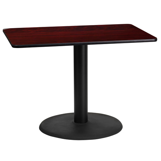 Graniss 24'' x 42'' Rectangular Mahogany Laminate Table Top with 24'' Round Table Height Base Mahogany