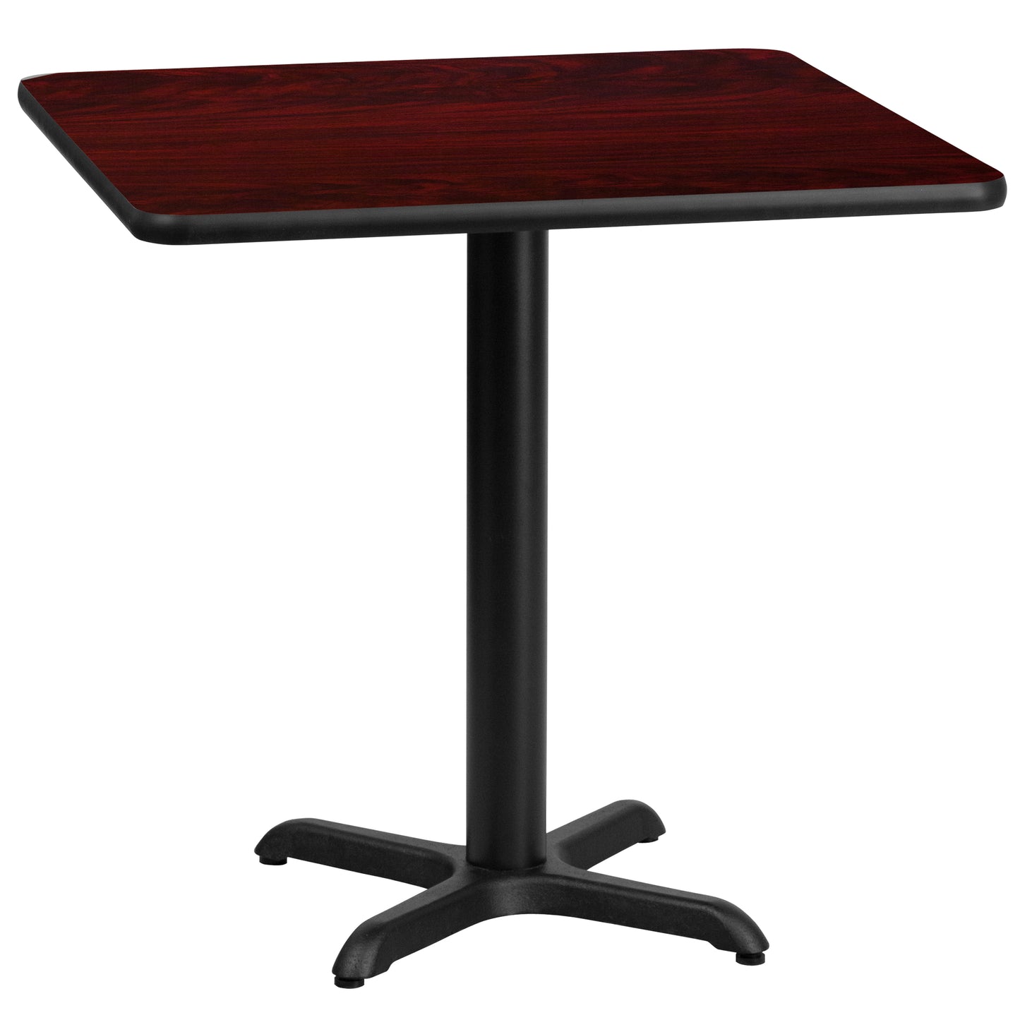 Graniss 30'' Square Mahogany Laminate Table Top with 22'' x 22'' Table Height Base Mahogany