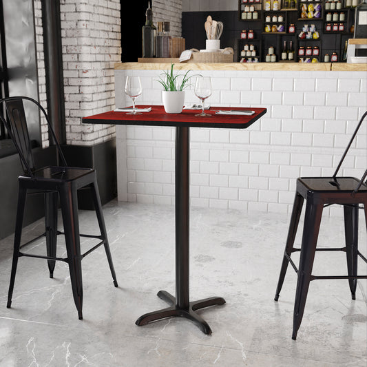 Stiles 30'' Square Mahogany Laminate Table Top with 22'' x 22'' Bar Height Table Base Mahogany