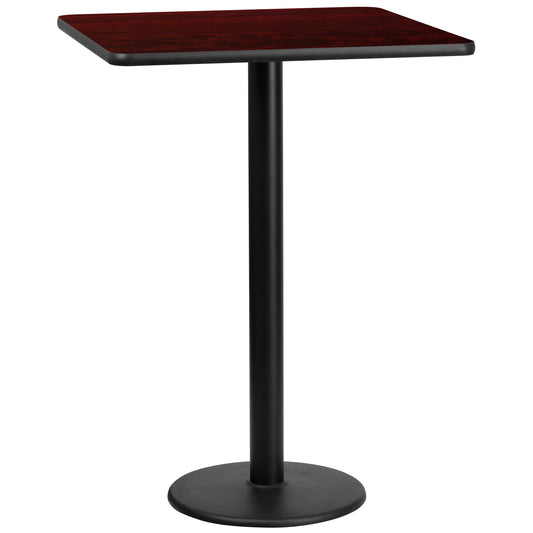 Stiles 30'' Square Mahogany Laminate Table Top with 18'' Round Bar Height Table Base Mahogany