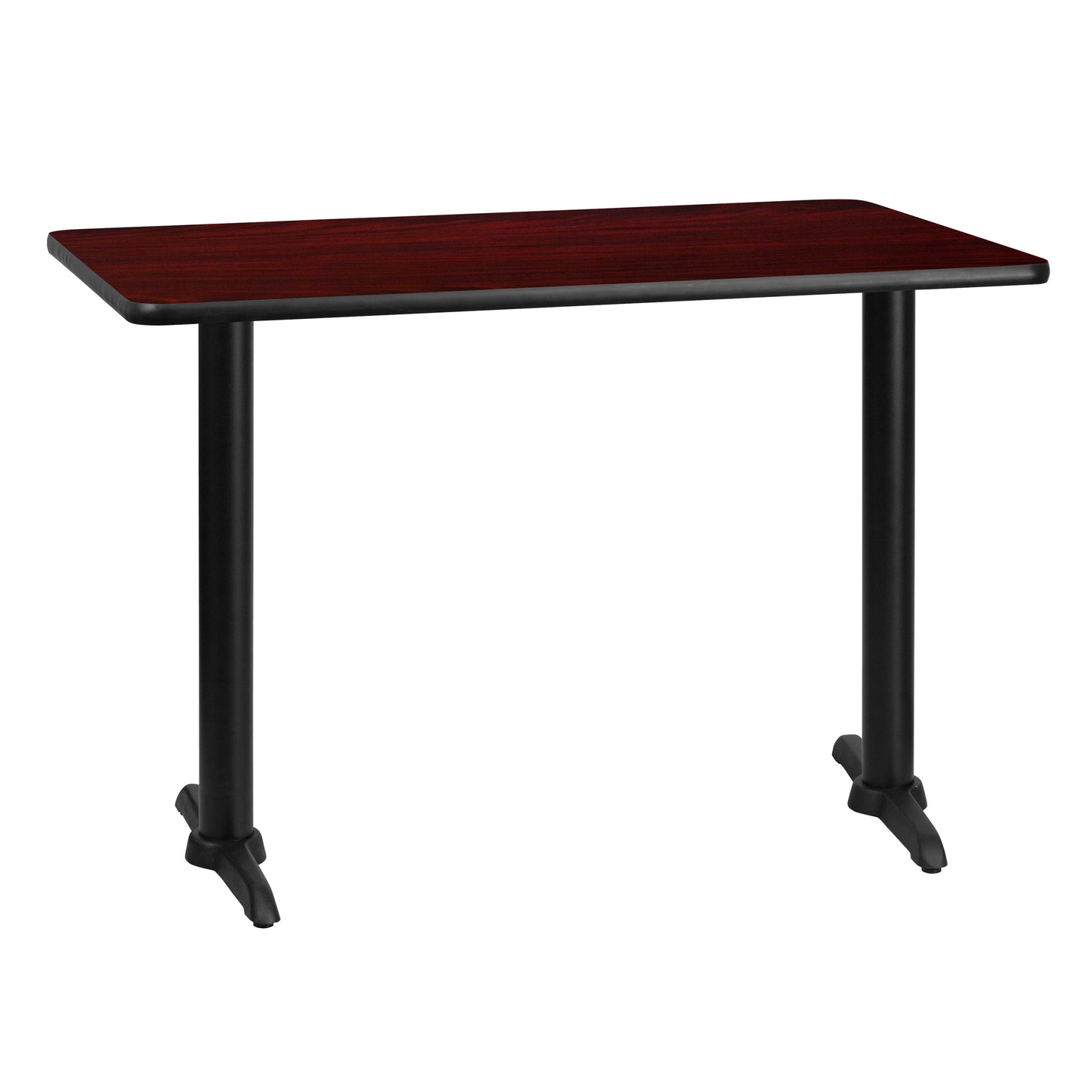 Graniss 30'' x 42'' Rectangular Mahogany Laminate Table Top with 5'' x 22'' Table Height Bases Mahogany