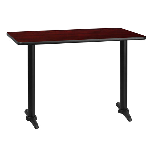Graniss 30'' x 42'' Rectangular Mahogany Laminate Table Top with 5'' x 22'' Table Height Bases Mahogany