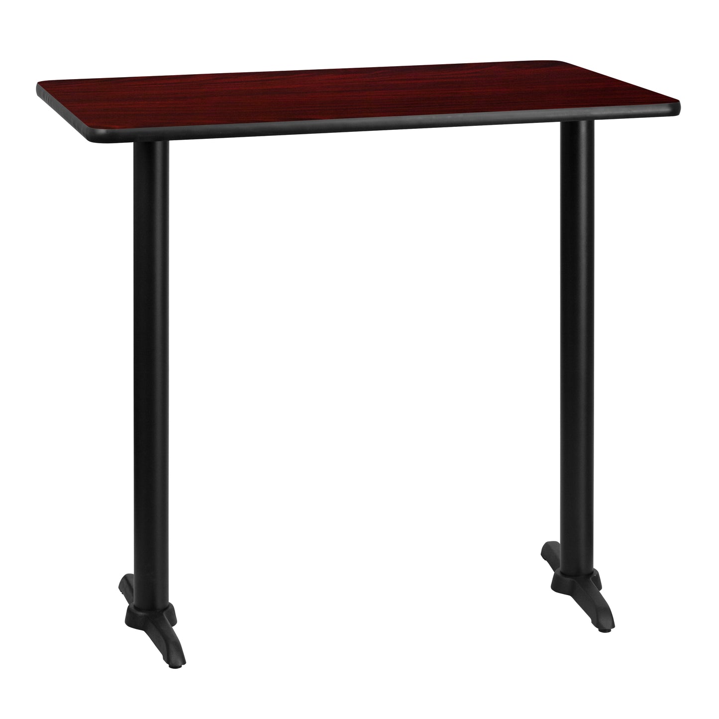 Stiles 30'' x 42'' Rectangular Mahogany Laminate Table Top with 5'' x 22'' Bar Height Table Bases Mahogany