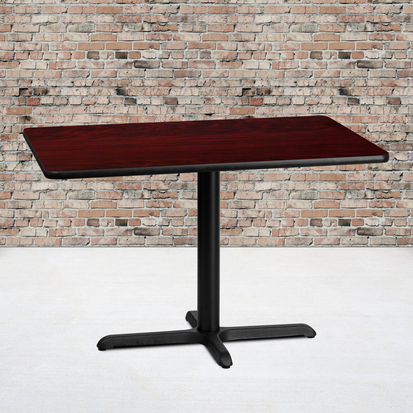 Graniss 30'' x 42'' Rectangular Mahogany Laminate Table Top with 23.5'' x 29.5'' Table Height Base Mahogany