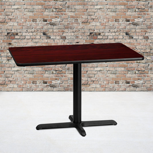 Graniss 30'' x 42'' Rectangular Mahogany Laminate Table Top with 23.5'' x 29.5'' Table Height Base Mahogany