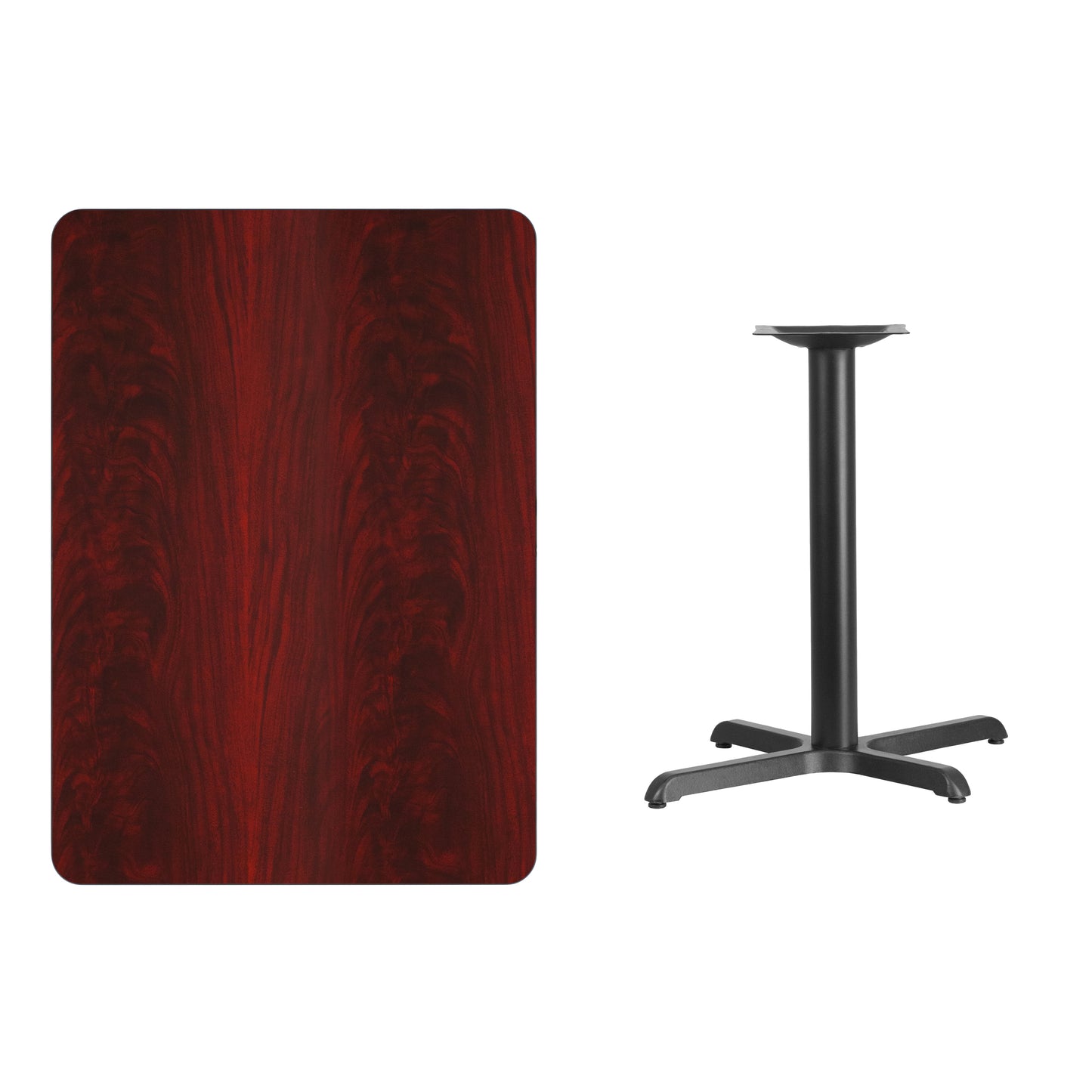 Graniss 30'' x 42'' Rectangular Mahogany Laminate Table Top with 23.5'' x 29.5'' Table Height Base Mahogany
