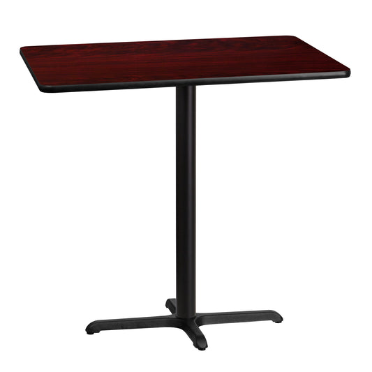 Stiles 30'' x 42'' Rectangular Mahogany Laminate Table Top with 23.5'' x 29.5'' Bar Height Table Base Mahogany