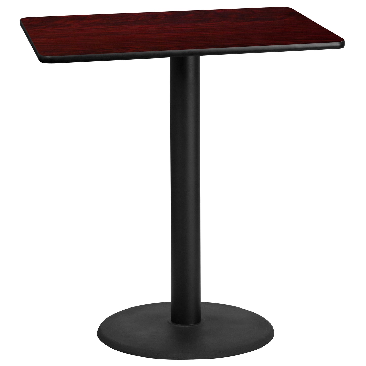Stiles 30'' x 42'' Rectangular Mahogany Laminate Table Top with 24'' Round Bar Height Table Base Mahogany