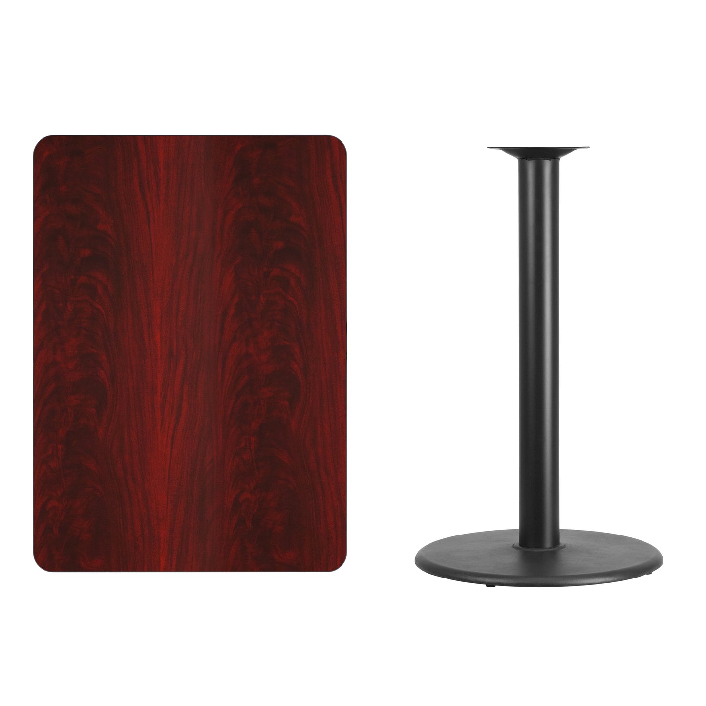 Stiles 30'' x 42'' Rectangular Mahogany Laminate Table Top with 24'' Round Bar Height Table Base Mahogany