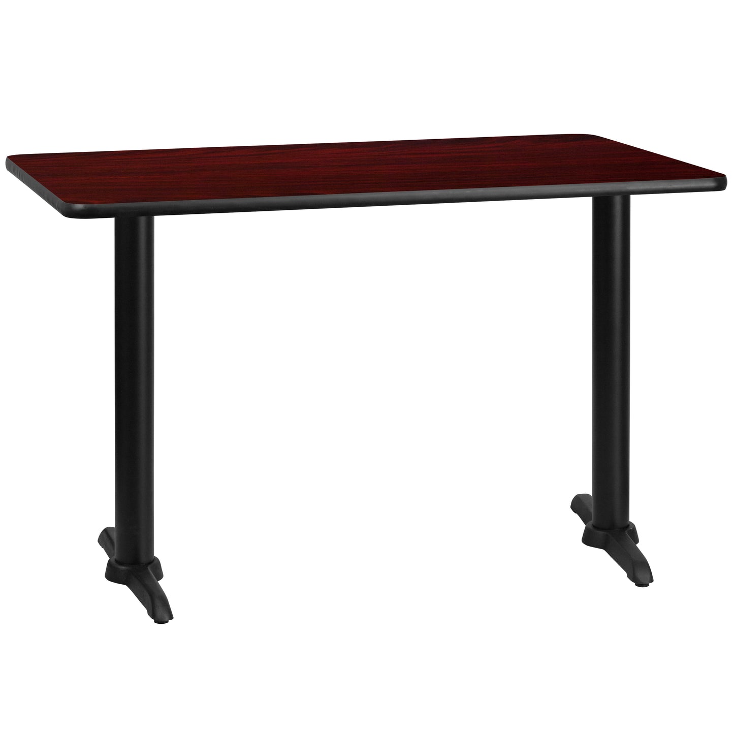 Graniss 30'' x 48'' Rectangular Mahogany Laminate Table Top with 5'' x 22'' Table Height Bases Mahogany