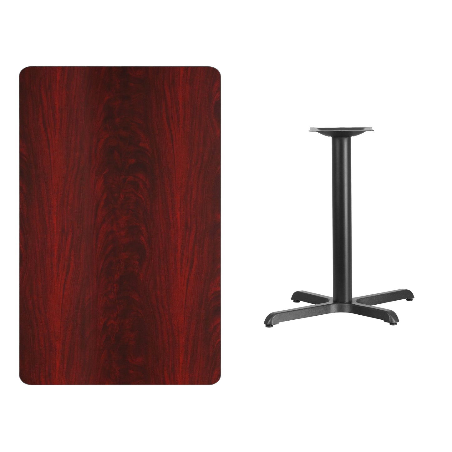 Graniss 30'' x 48'' Rectangular Mahogany Laminate Table Top with 23.5'' x 29.5'' Table Height Base Mahogany