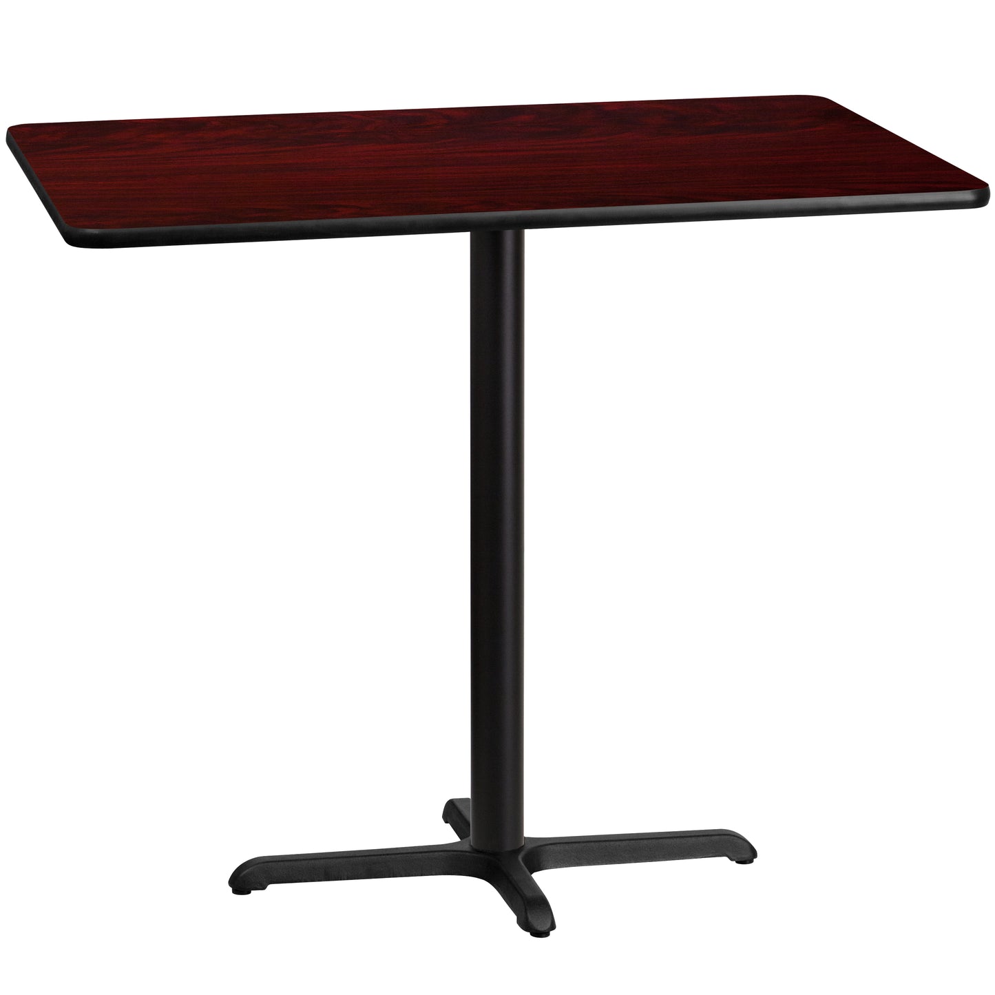 Stiles 30'' x 48'' Rectangular Mahogany Laminate Table Top with 23.5'' x 29.5'' Bar Height Table Base Mahogany
