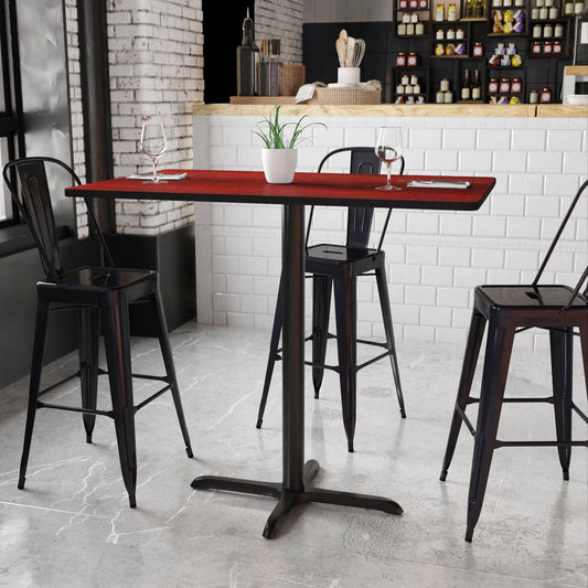 Stiles 30'' x 48'' Rectangular Mahogany Laminate Table Top with 23.5'' x 29.5'' Bar Height Table Base Mahogany