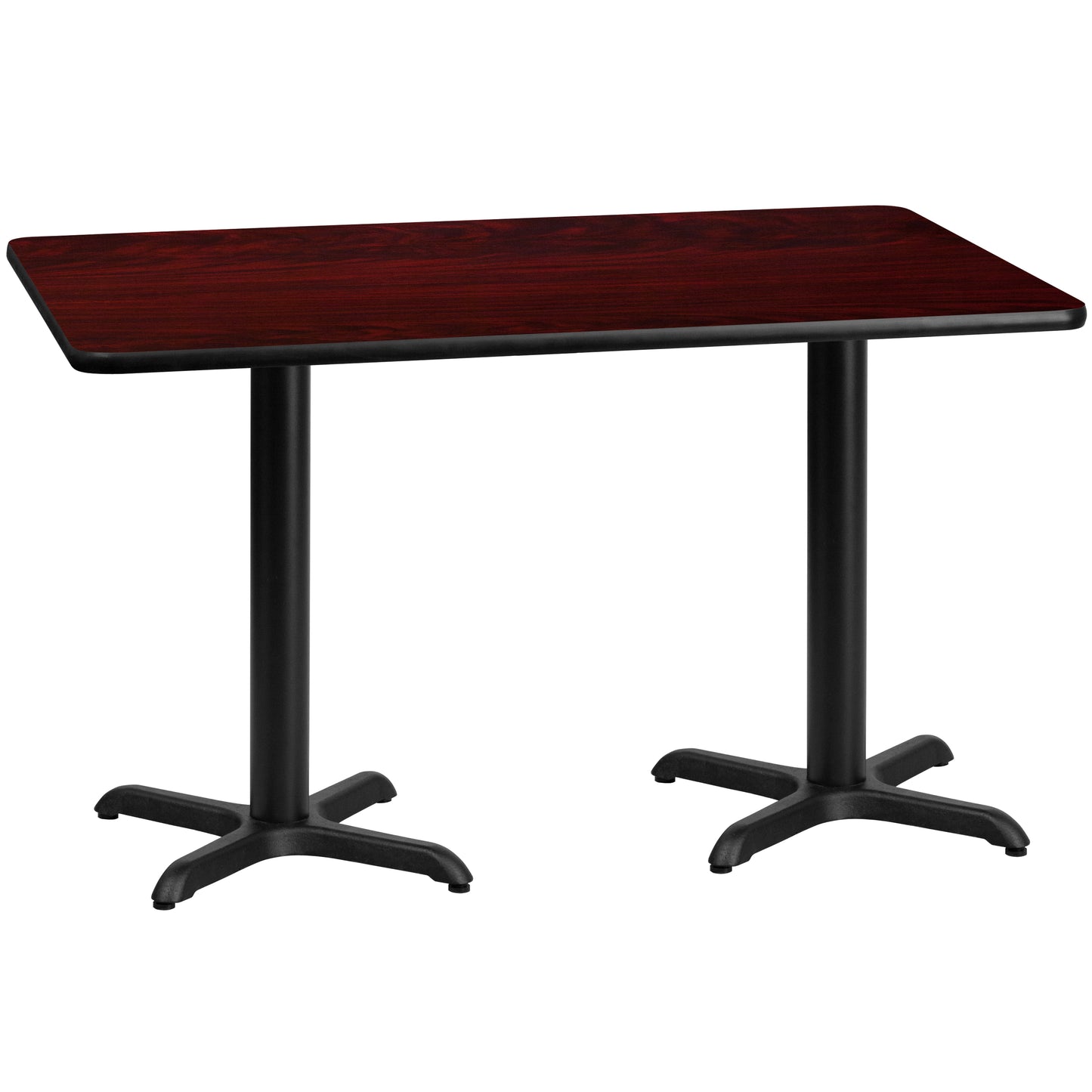Graniss 30'' x 60'' Rectangular Mahogany Laminate Table Top with 22'' x 22'' Table Height Bases Mahogany