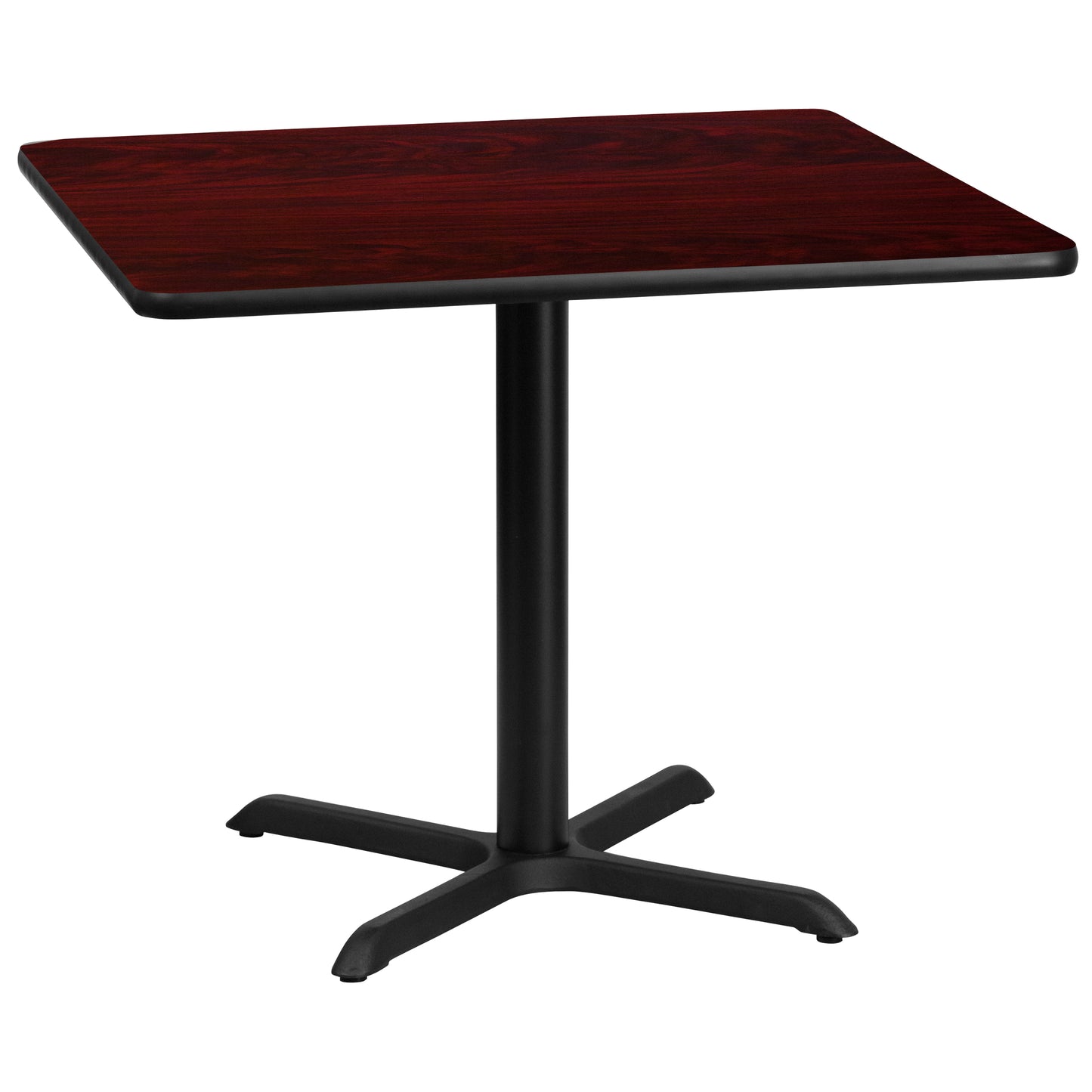 Graniss 36'' Square Mahogany Laminate Table Top with 30'' x 30'' Table Height Base Mahogany