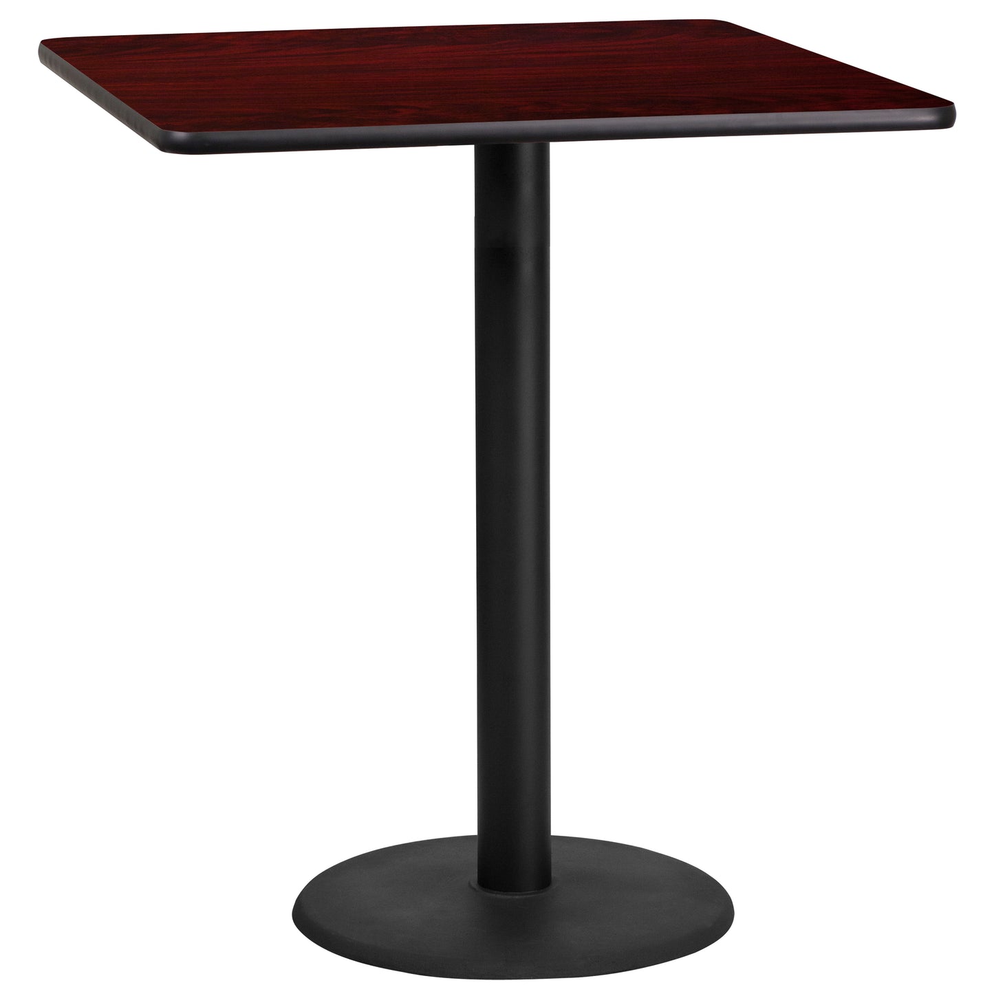 Stiles 36'' Square Mahogany Laminate Table Top with 24'' Round Bar Height Table Base Mahogany