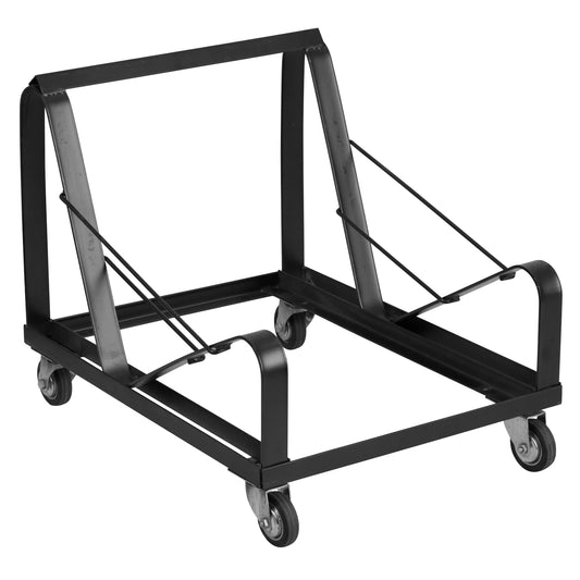 HERCULES Series Black Steel Sled Base Stack Chair Dolly Black