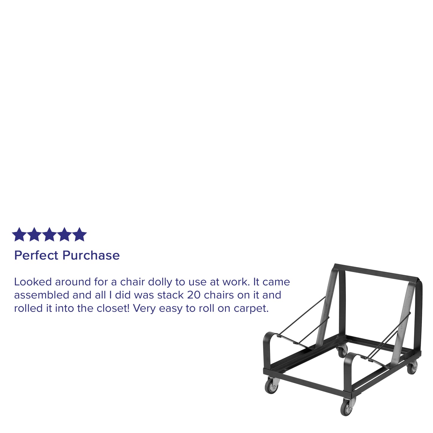 HERCULES Series Black Steel Sled Base Stack Chair Dolly Black