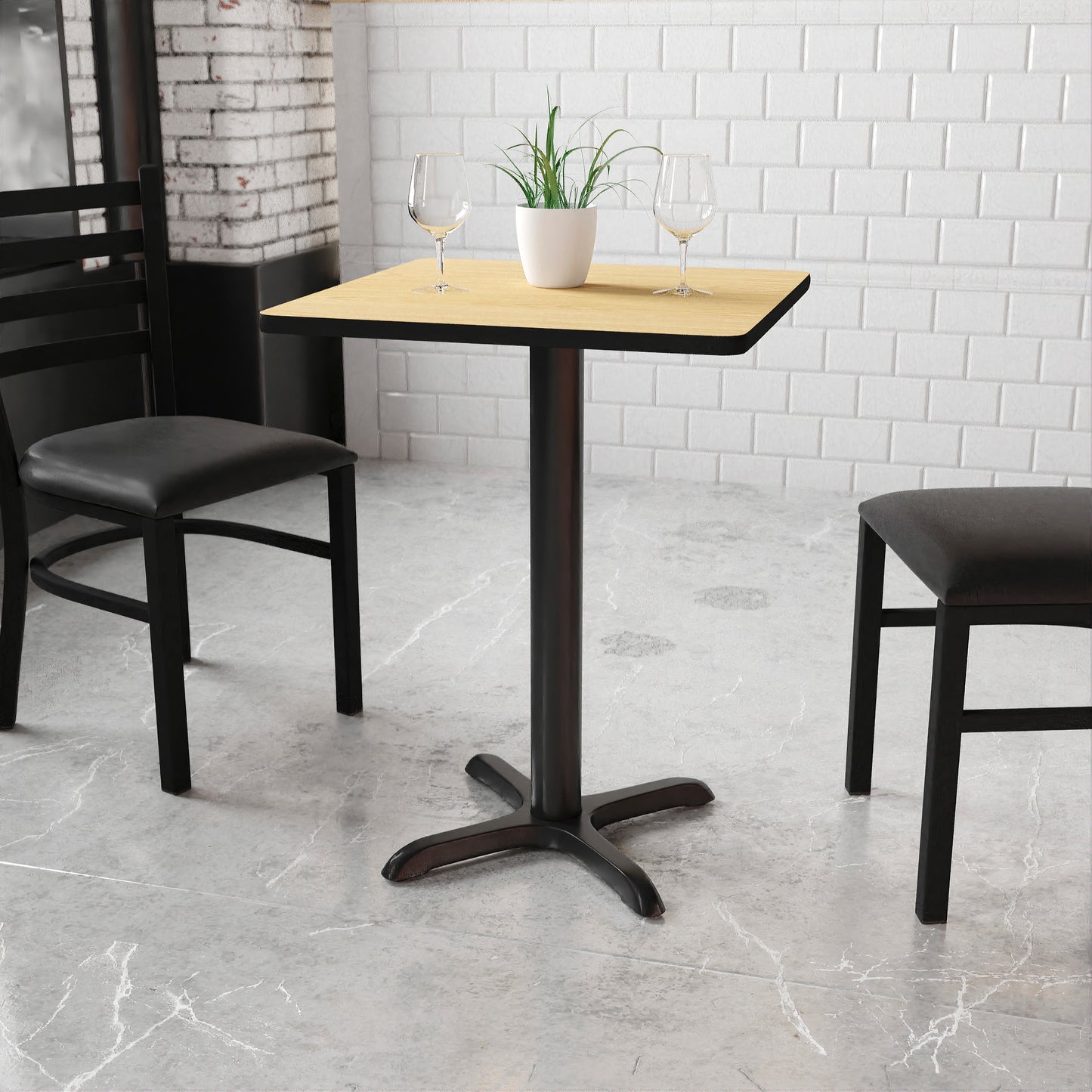 Graniss 24'' Square Natural Laminate Table Top with 22'' x 22'' Table Height Base Natural