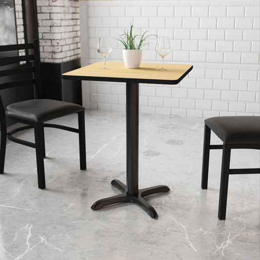 Graniss 24'' Square Natural Laminate Table Top with 22'' x 22'' Table Height Base Natural