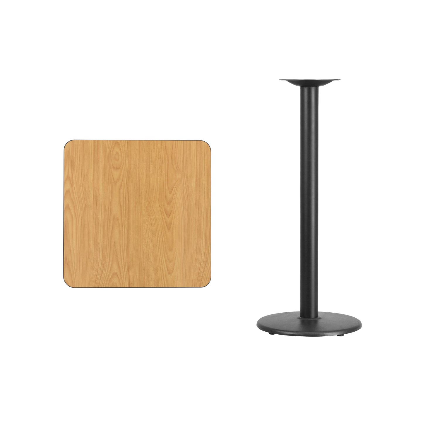 Stiles 24'' Square Natural Laminate Table Top with 18'' Round Bar Height Table Base Natural