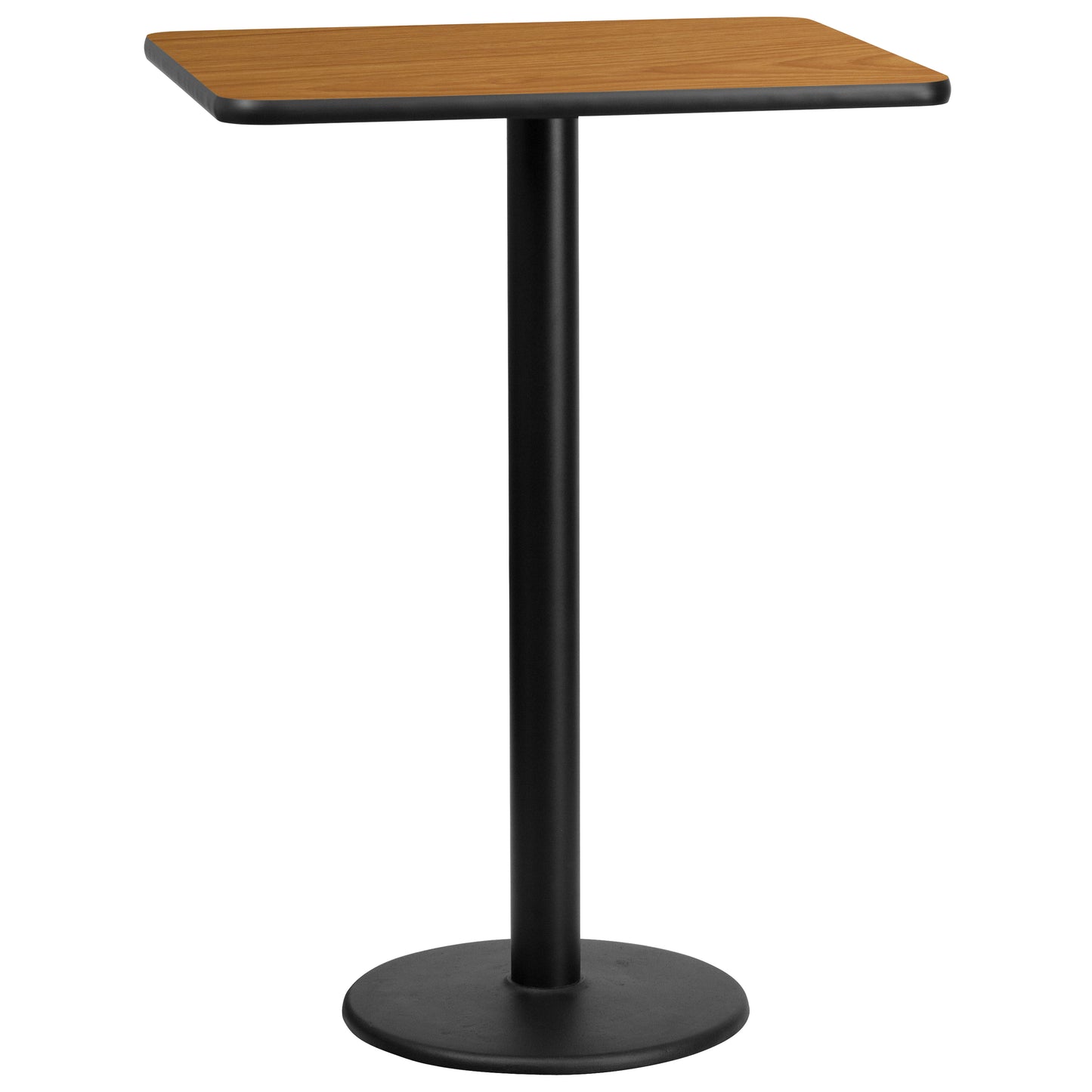 Stiles 24'' x 30'' Rectangular Natural Laminate Table Top with 18'' Round Bar Height Table Base Natural XU-NATTB-2430-TR18B-GG