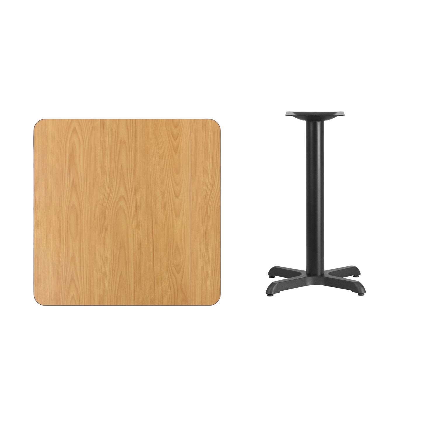 Graniss 30'' Square Natural Laminate Table Top with 22'' x 22'' Table Height Base Natural