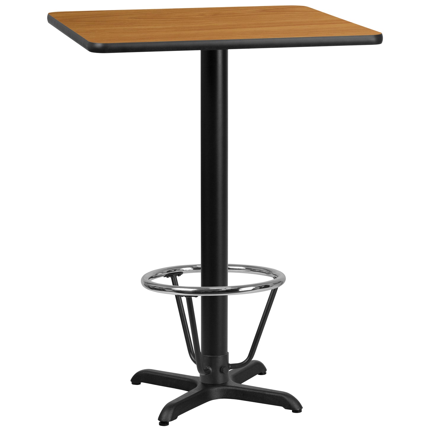 Stiles 30'' Square Natural Laminate Table Top with 22'' x 22'' Bar Height Table Base and Foot Ring Natural