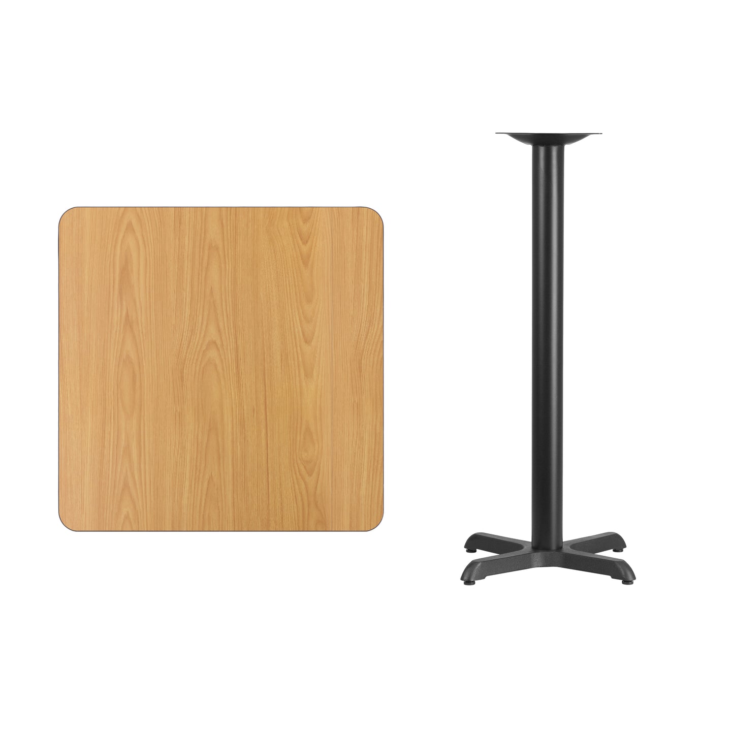 Stiles 30'' Square Natural Laminate Table Top with 22'' x 22'' Bar Height Table Base Natural