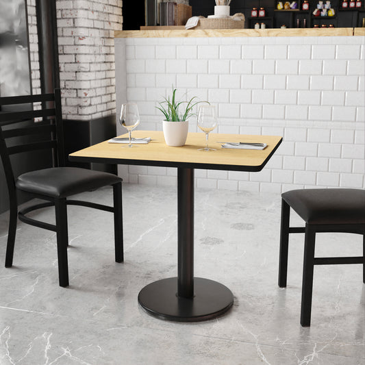 Graniss 30'' Square Natural Laminate Table Top with 18'' Round Table Height Base Natural