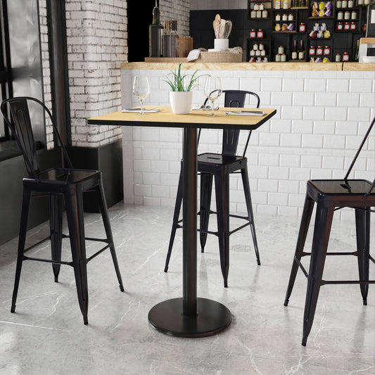 Stiles 30'' Square Natural Laminate Table Top with 18'' Round Bar Height Table Base Natural