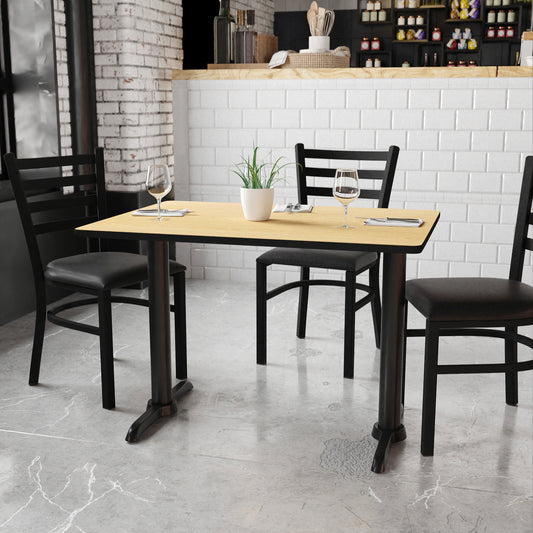 Graniss 30'' x 42'' Rectangular Natural Laminate Table Top with 5'' x 22'' Table Height Bases Natural