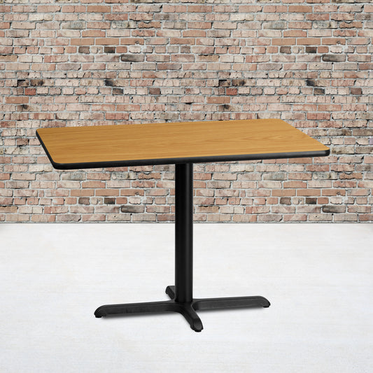 Graniss 30'' x 42'' Rectangular Natural Laminate Table Top with 23.5'' x 29.5'' Table Height Base Natural
