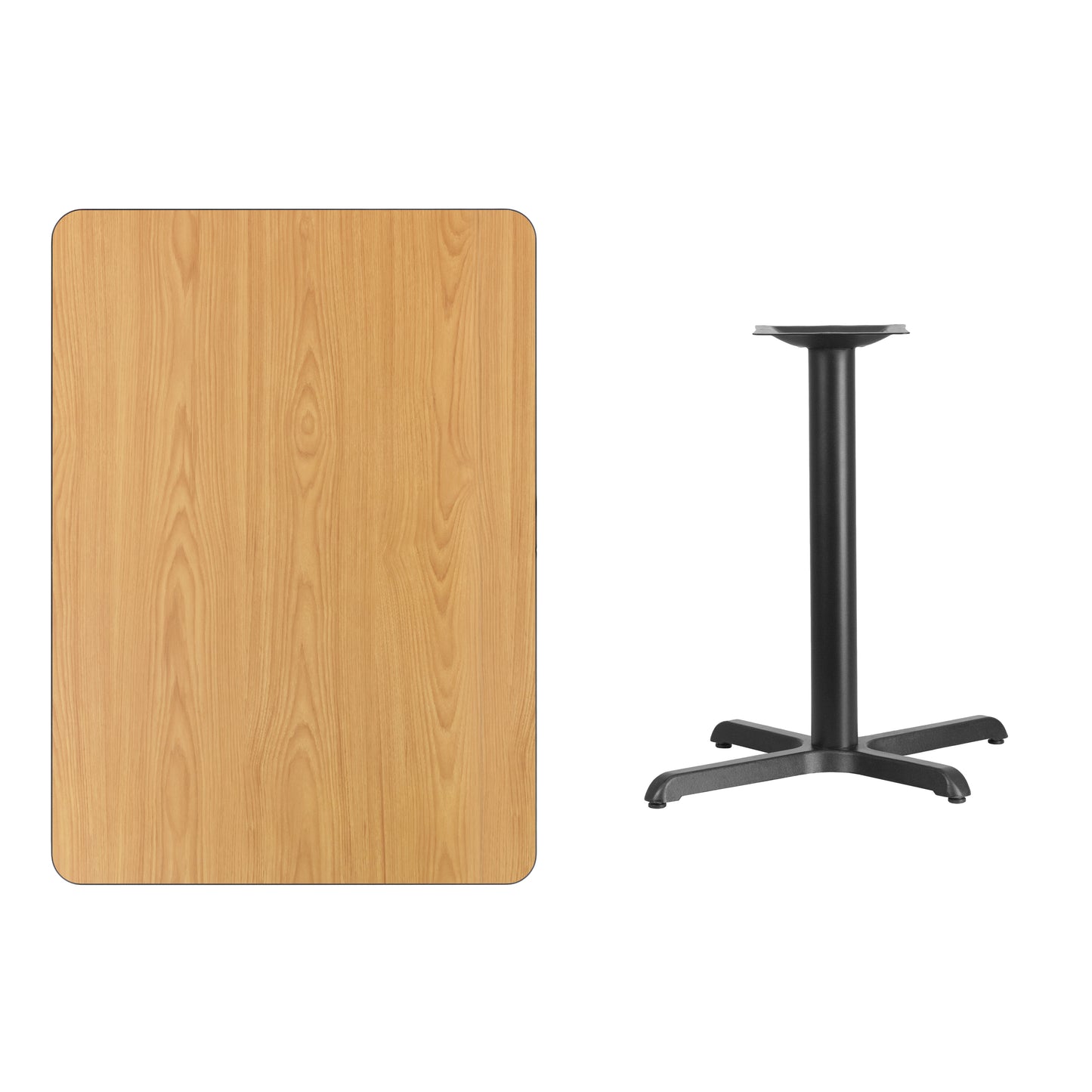 Graniss 30'' x 42'' Rectangular Natural Laminate Table Top with 23.5'' x 29.5'' Table Height Base Natural