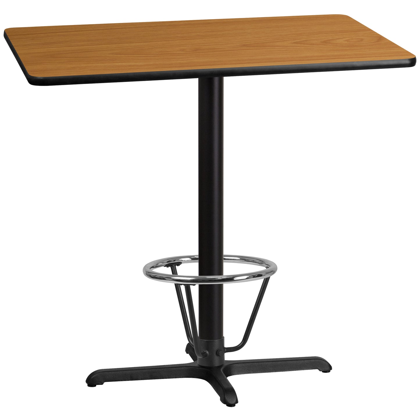 Stiles 30'' x 42'' Rectangular Natural Laminate Table Top with 23.5'' x 29.5'' Bar Height Table Base and Foot Ring Natural