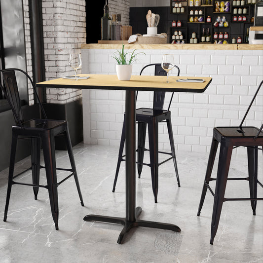 Stiles 30'' x 42'' Rectangular Natural Laminate Table Top with 23.5'' x 29.5'' Bar Height Table Base Natural