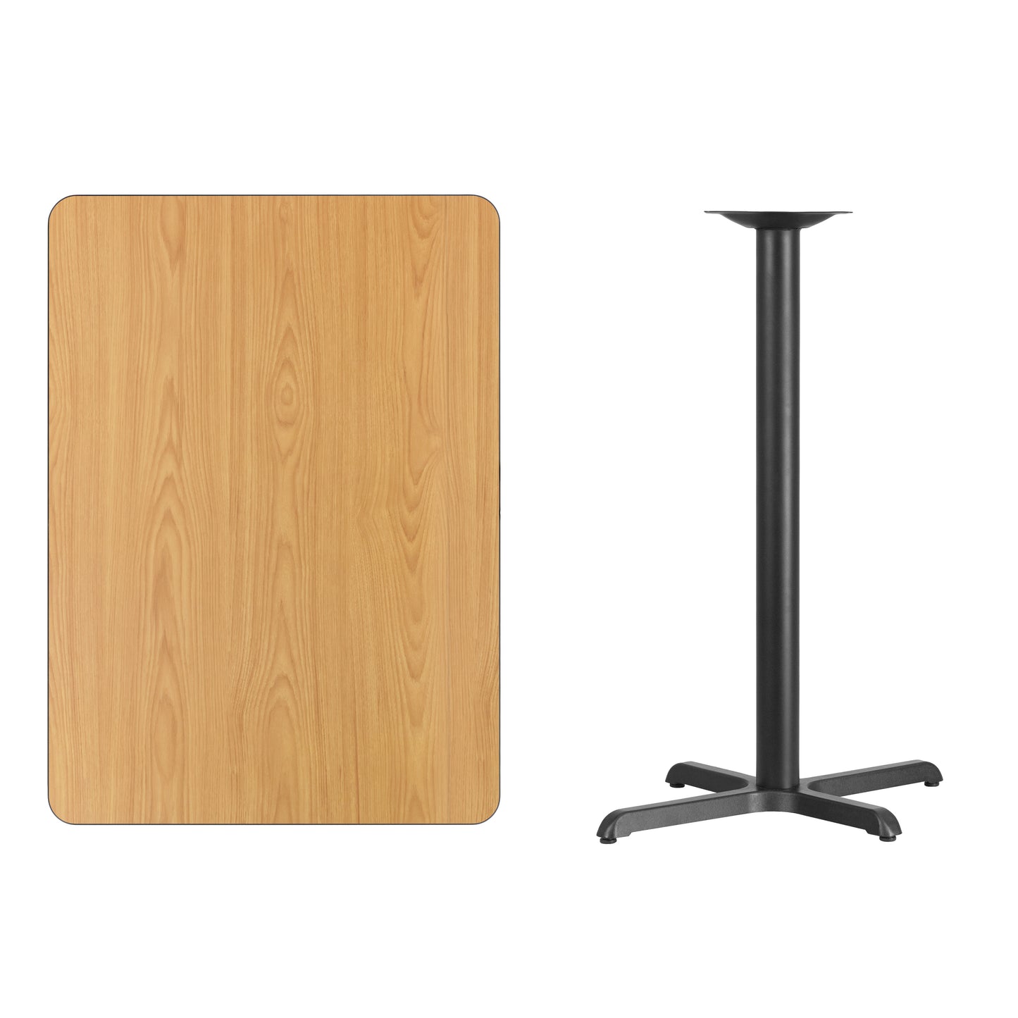 Stiles 30'' x 42'' Rectangular Natural Laminate Table Top with 23.5'' x 29.5'' Bar Height Table Base Natural