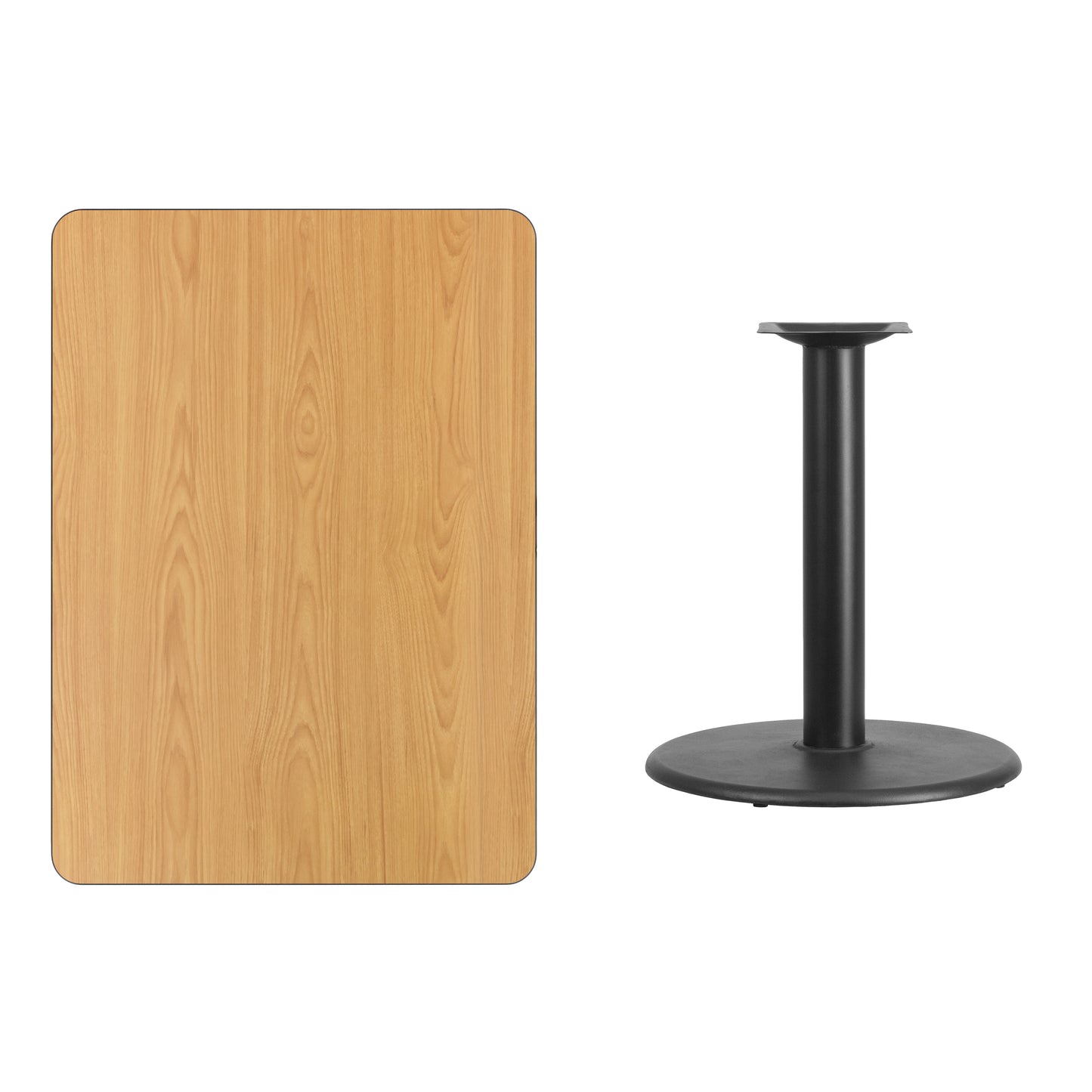Graniss 30'' x 42'' Rectangular Natural Laminate Table Top with 24'' Round Table Height Base Natural