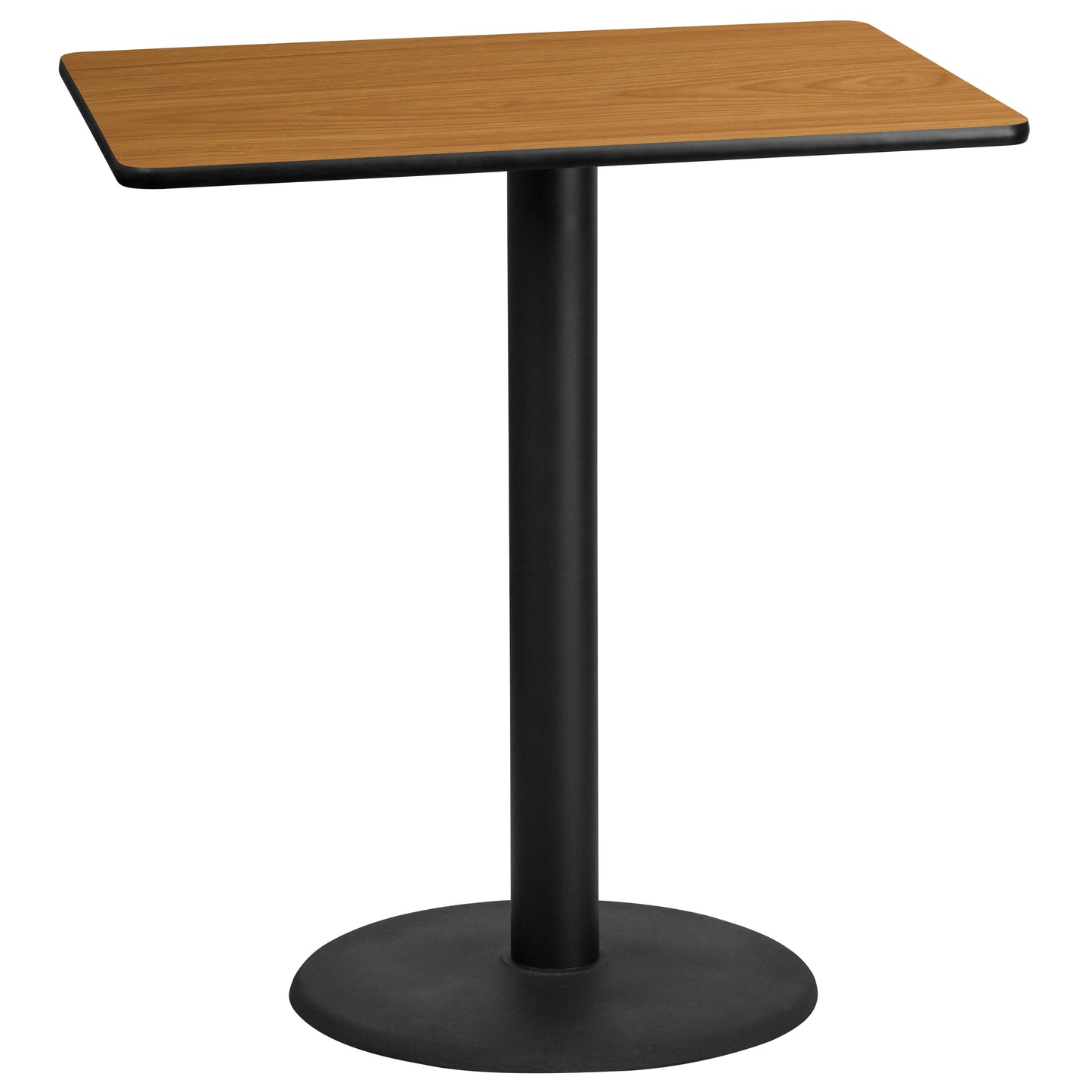 Stiles 30'' x 42'' Rectangular Natural Laminate Table Top with 24'' Round Bar Height Table Base Natural