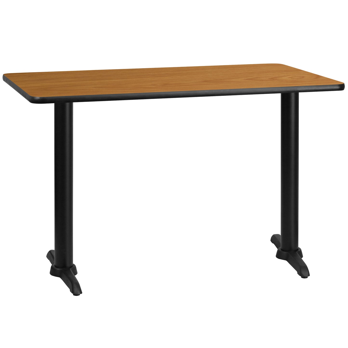 Graniss 30'' x 48'' Rectangular Natural Laminate Table Top with 5'' x 22'' Table Height Bases Natural