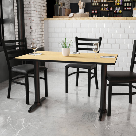 Graniss 30'' x 48'' Rectangular Natural Laminate Table Top with 5'' x 22'' Table Height Bases Natural